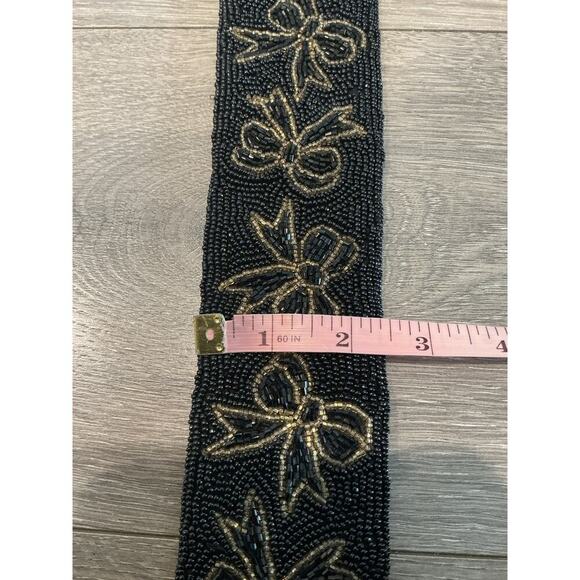 NEW Vintage Talbots Beaded Bow Dress Belt 80s Deadstock Black Twee S Whimsy Emo main image 5